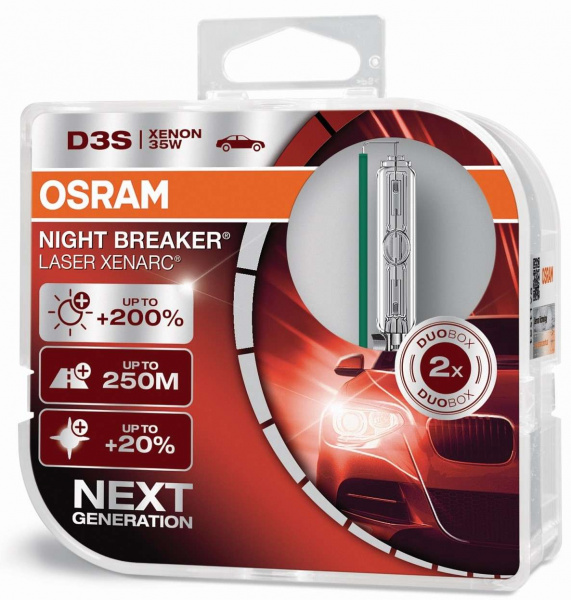 OSRAM D3S 12/24V 35W XENARC® NIGHT BREAKER® LASER +200% Set - 2 Stück